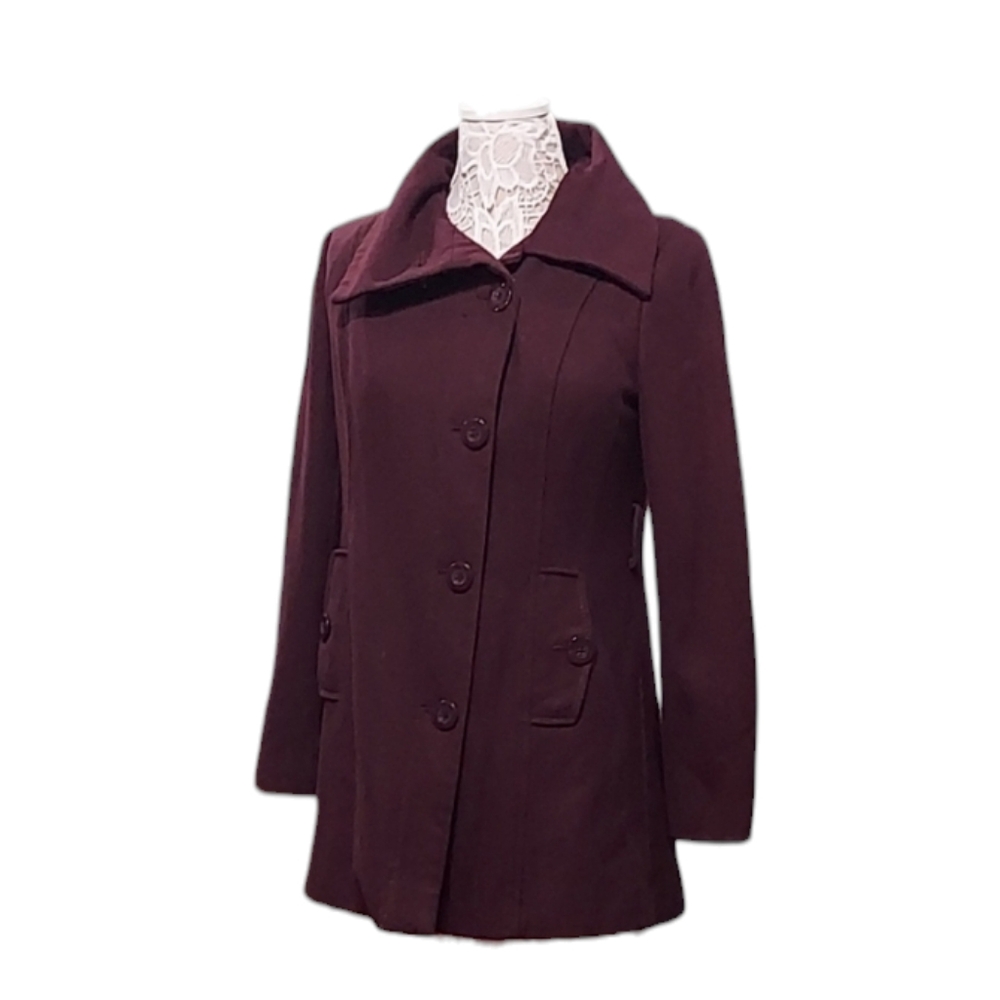 Nine west dark burgundy wool blend jacket size 6